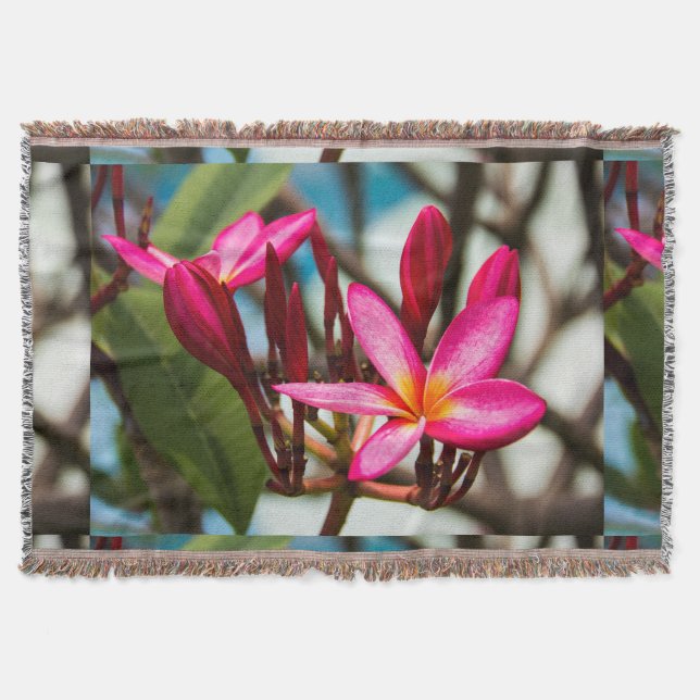 Cobertor Plumeria florescente exótica florescente (Frente)