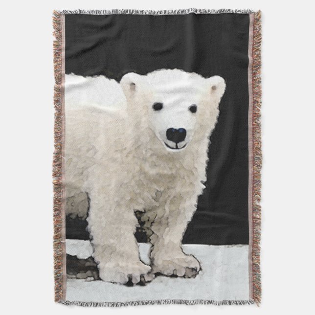 Cobertor Polar Bear Cub Painting - Arte Original (Frente Vertical)
