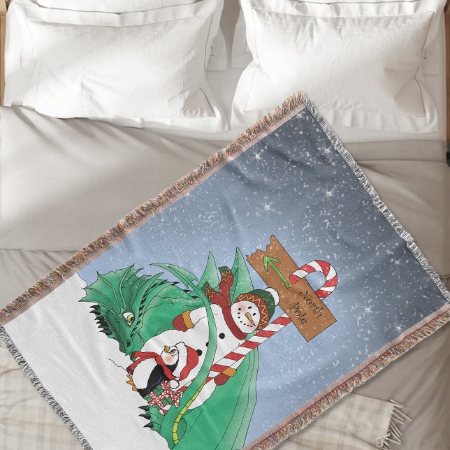 Cobertor Pólo Norte Boneco de Neve Dragão Pinguim Natal (Criador carregado)