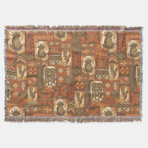 Cobertor Pomaika’i Tiki Havaiana Vintage Tapa