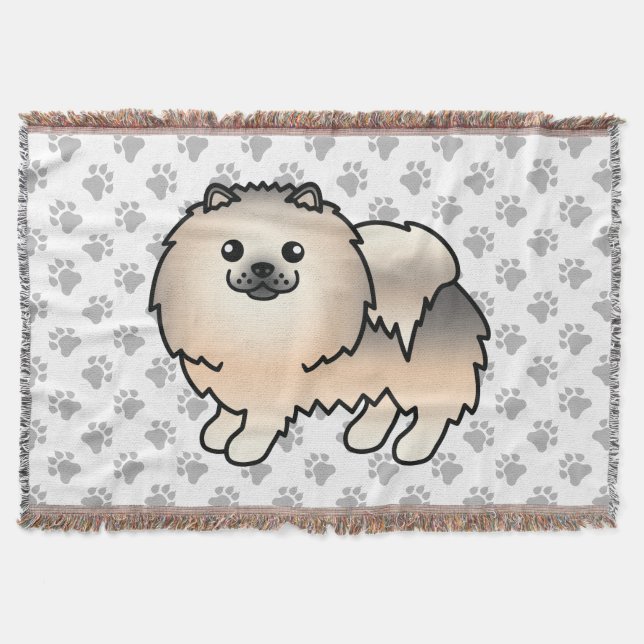 Cobertor Pomerânia Sable Creme Cachorro Fofo de Desenho & P (Frente)
