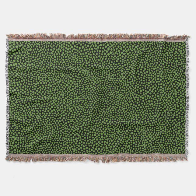 Cobertor Pontos Aleatórios - Verde Avocado em Preto (Frente)