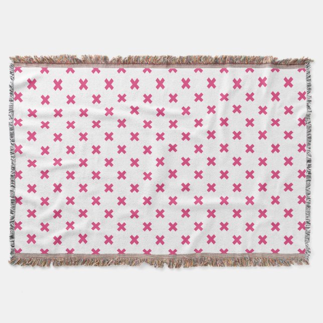 Cobertor Pontos cruzados de Fuchsia em branco (Frente)