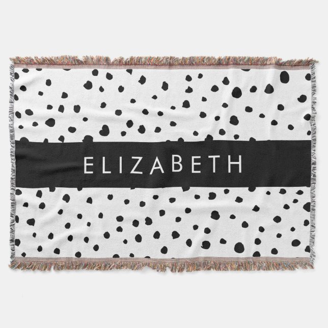 Cobertor Pontos Dalmáticos, Pontos, Preto e Branco, Seu Nom (Frente)