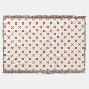 Cobertor Pontos de cruz laranja em branco