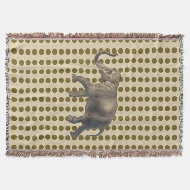 Cobertor Pontos de Moda de Especiarias Curry com Elefante (Frente)