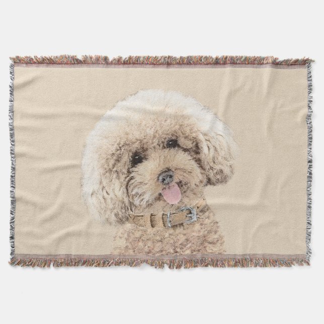 Cobertor Poodle Miniature Toy Apricot Cream Brown Dog Art (Frente)
