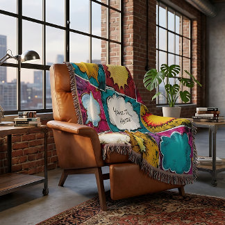 Cobertor Pop Art Comic Panel Throw Blanket