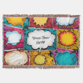 Cobertor Pop Art Comic Panel Throw Blanket