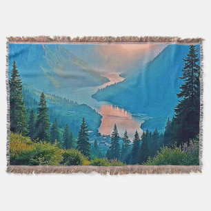 Cobertor Pôr do Sol na Montanha: Arte da Paz do Vale Dourad