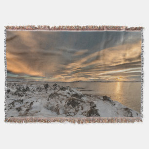 Cobertor Pôr do sol sobre o lago Myvatn, Islândia