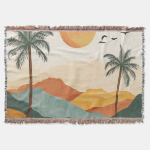 Cobertor Pôr do Sol Tropical Retro Laranja Dourado na Monta