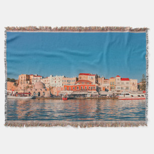 Cobertor Porto veneziano em Chania à hora azul, Creta,