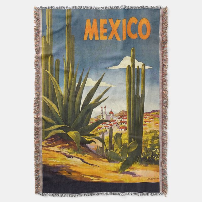 Cobertor Poster de viagens vintage México (Frente Vertical)