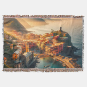 Cobertor Praia de Cinque Terre Itália Viagem Vintage Europa