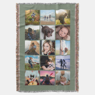 Cobertor Presente de Colagem de Fotos Quadradas 15 Sage
