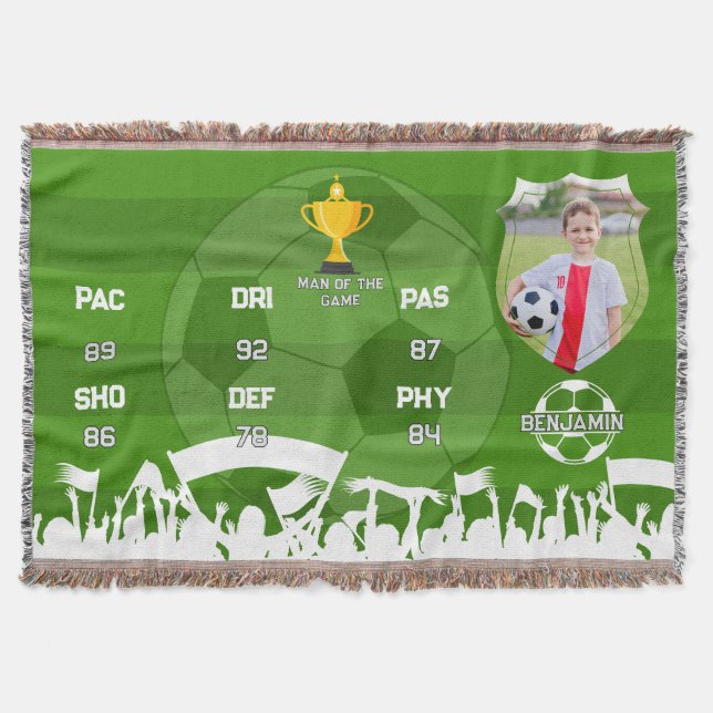 Cobertor Presente Personalizado De Futebol Para Crianças, C (Frente)