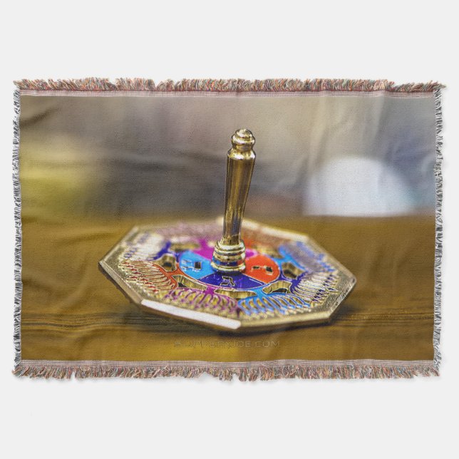 Cobertor Presente SlipperyJoe Hanukkah dreidel base octogon (Frente)