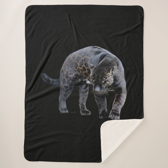 cobertor preto de sherpa Jaguar Diablo (Frente)