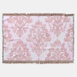 Cobertor Pretty in Pink Victorian Damask Watercolor Pattern