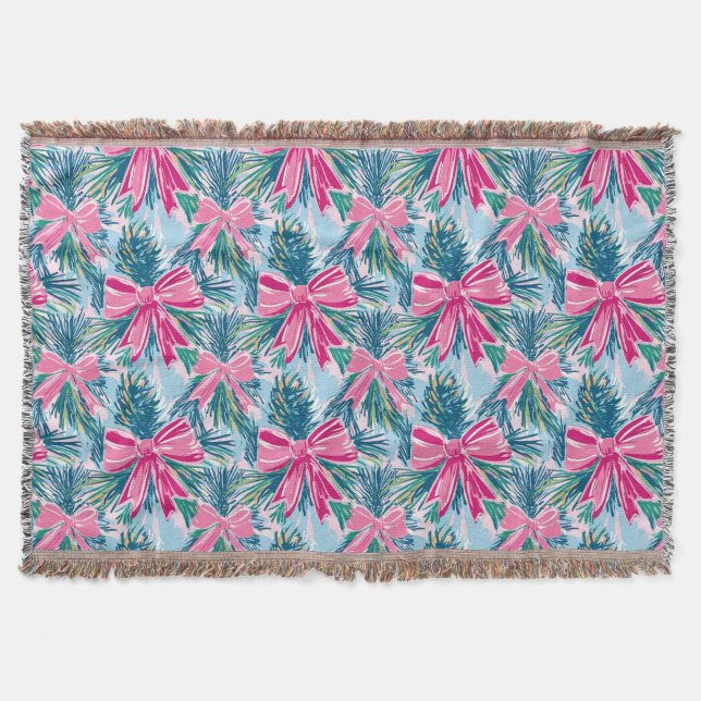 Cobertor Pretty Pink Coquette Bow And Tree Sprig Pattern (Frente)