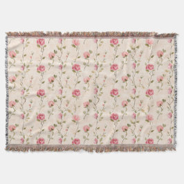 Cobertor Pretty Pink Cream Roses Floral