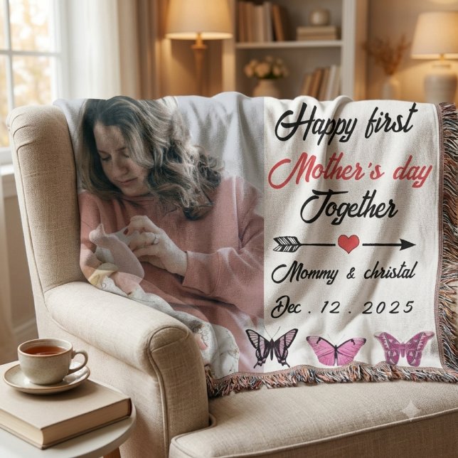 Cobertor Primeiro Dia das Mães Juntos Foto personalizada  (Criador carregado)