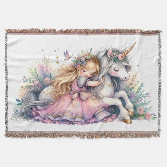 Cobertor Princess Unicorn Pastel Fairytale Fantasy (Frente)