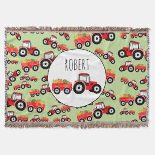 Cobertor Produto de Fazenda de caminhão com trator vermelh