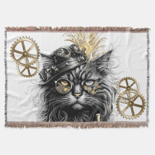 Cobertor Professor Sprocket-Paws O Gato Steampunk Funky