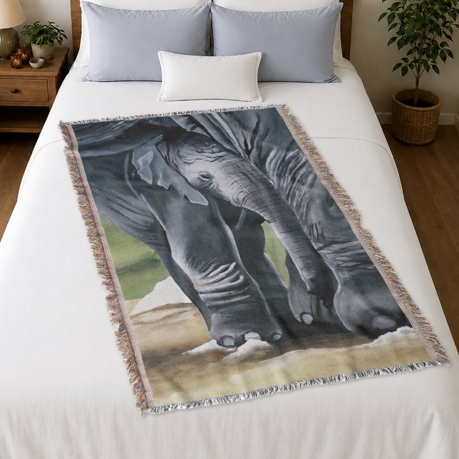 Cobertor Proteção do Amor Materno de Elefante Bebê (Criador carregado)