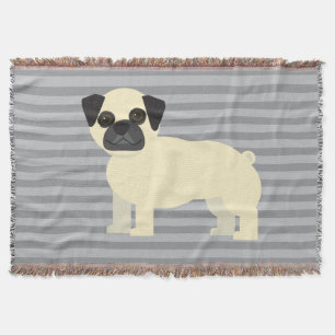 Cobertor Pug Cinza Listrado