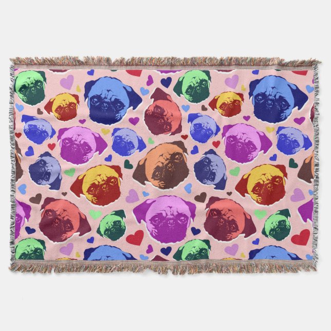 Cobertor Pug Puppy Dog PopArt Retro Style (Frente)