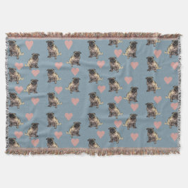 Cobertor Pugs & corações