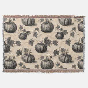 Cobertor Pumpkin Vintage e Padrão de Engrenagem da Vinha (2