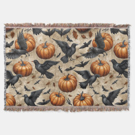 Cobertor Pumpkins, Corvos e o Padrão do Dia das Bruxas do M