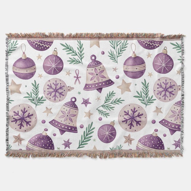 Cobertor Purple Christmas Throw Blanket – Whimsical Winter  (Frente)