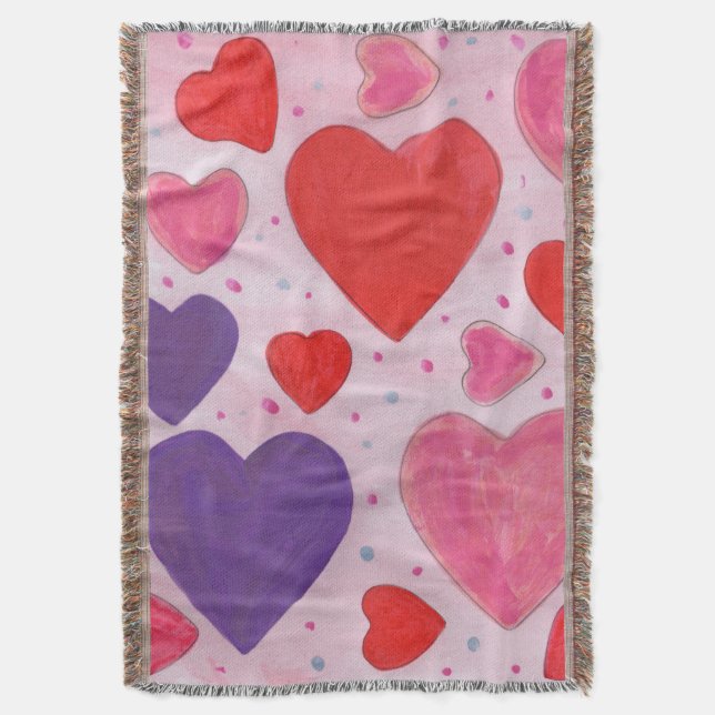 Cobertor Púrpura rosa e Dia de os namorados vermelho padrão (Frente Vertical)