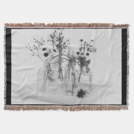 Cobertor Quatro Frascos E Flores Brancas