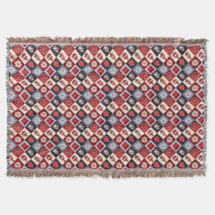 Cobertor Quilete de Patchwork de Natal Gingham Whimsical