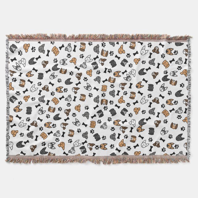 Cobertor Raças de Cachorros Bonitos Divertidos com Ossos e  (Frente)