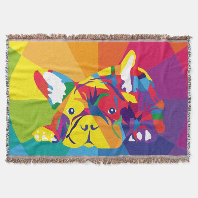 Cobertor Rainbow Colors French Buldog (Frente)