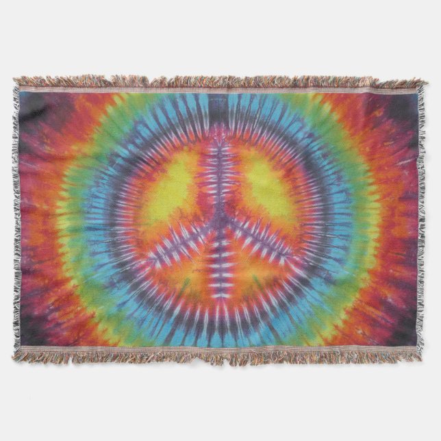Cobertor Rainbow Sinal de Paz Tie Dye Throw (Frente)