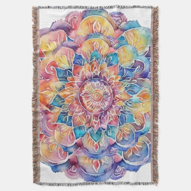 Cobertor Rainbow Tie-Dye Mandala (Frente Vertical)