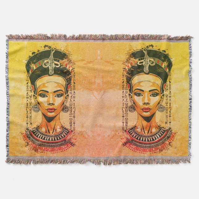 Cobertor Rainha Regal do Egito - Arte Neo-Faraó Moderna (Frente)
