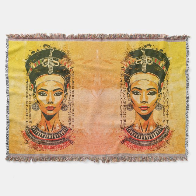 Cobertor Rainha Régia do Egito – Arte Neo-Faraônica Moderna (Frente)