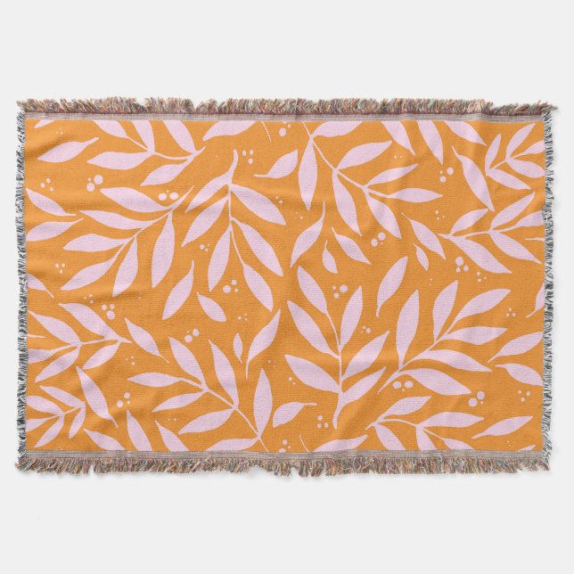 Cobertor ramos bonito - laranja e rosa (Frente)