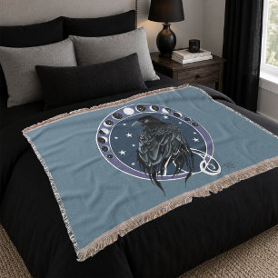 Cobertor Raven Moon Phases Stars Azul