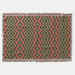 Cobertor Red Black Green Tribal Egypt Basket Weave