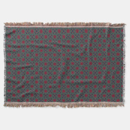 Cobertor Red Floral With Green and Blue